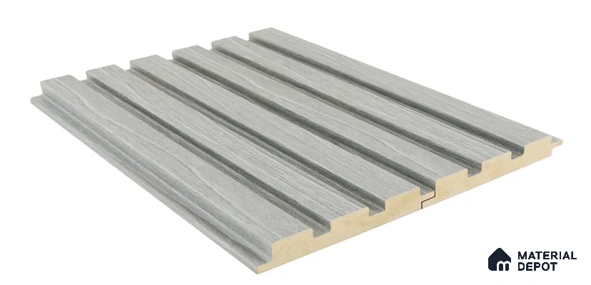 Grey Wooden Louver 413 9 ft x 4.7 inch MDF Panel - 18 mm | Suitable for Feature Wall, TV Unit & Living Room | Width is Subjected to 5% Variation